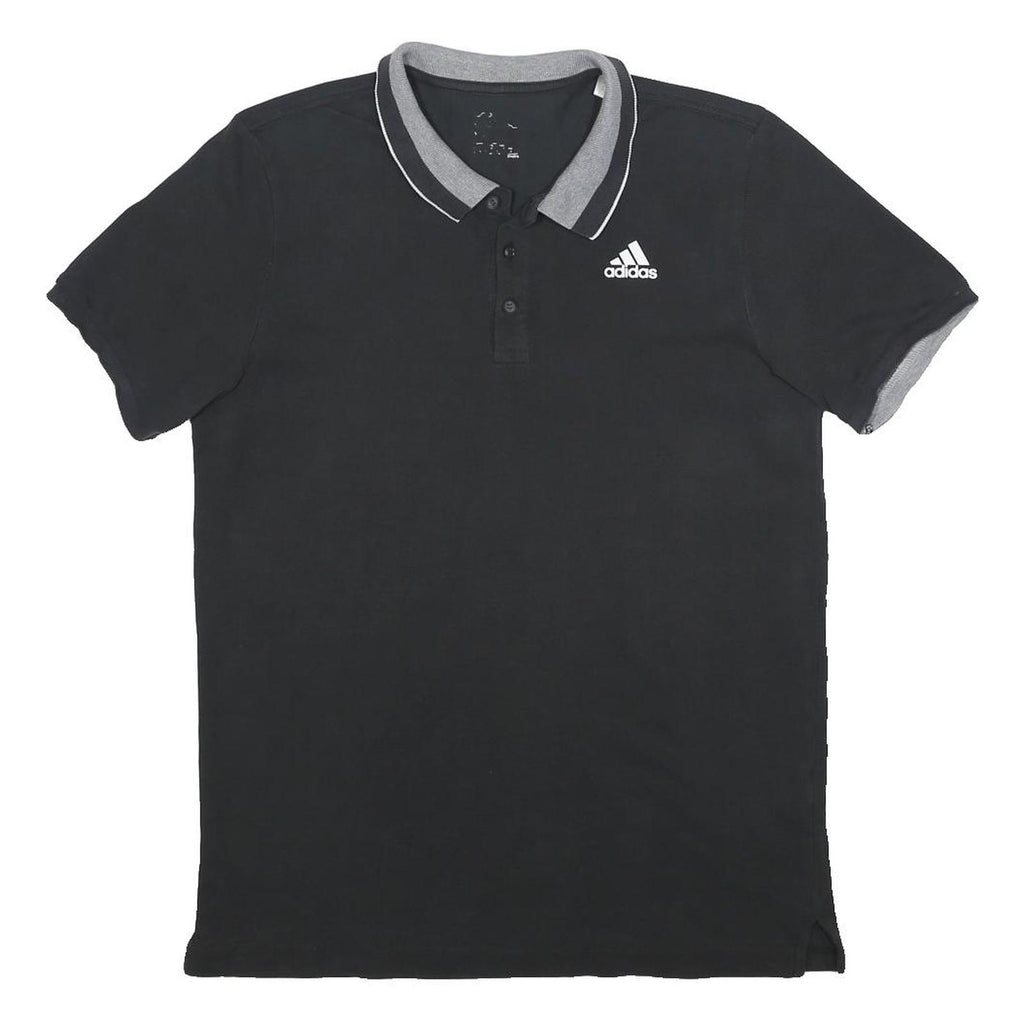 ADIDAS Mens Black & Grey Short Sleeve Polo Shirt S Climacool Comfort