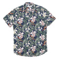SMOG Mens Blue Floral Print Short Sleeve Shirt S Summer Casual Cotton Blend