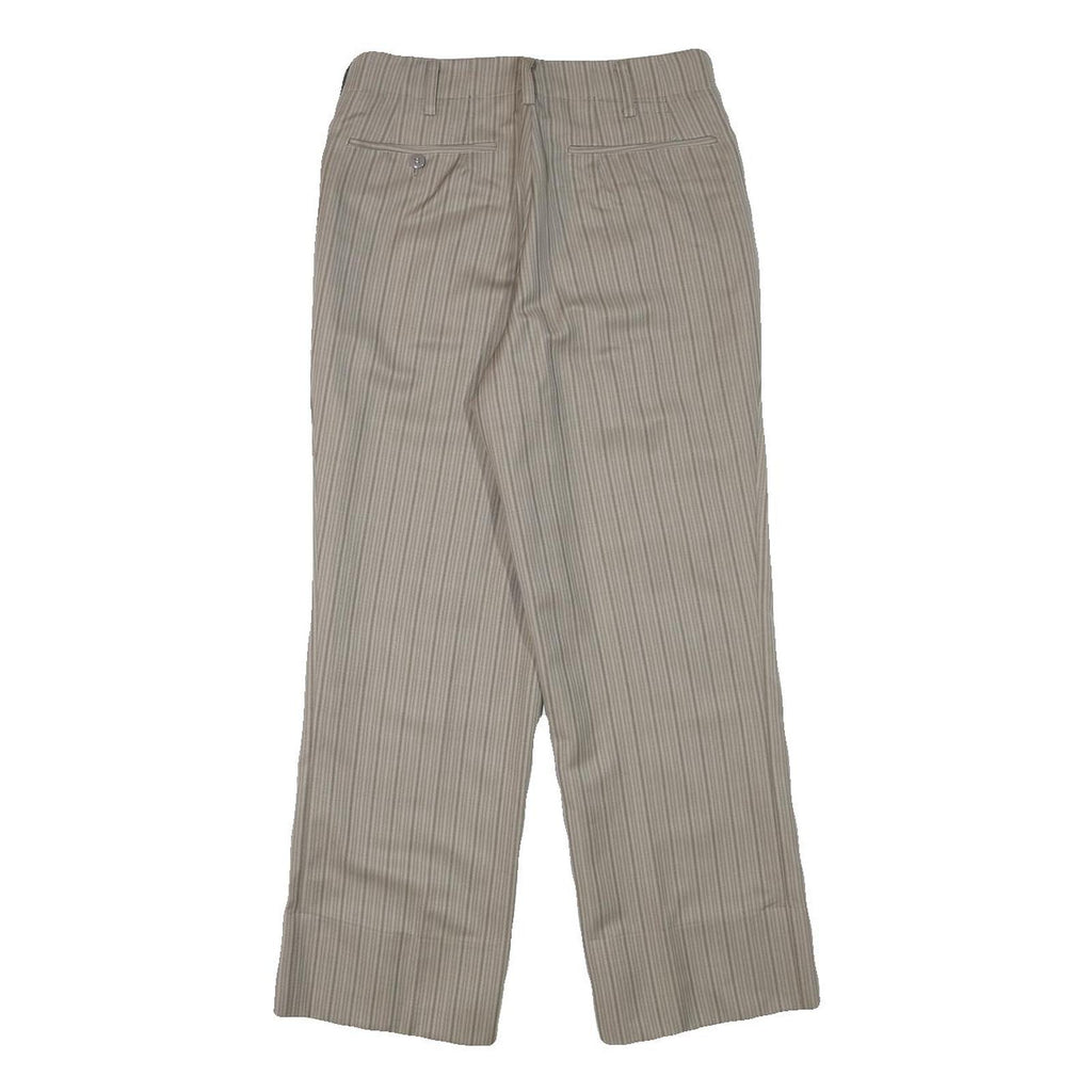 Womens Beige Pinstripe Regular Fit Straight Leg Trousers W28 L25 Cotton Blend
