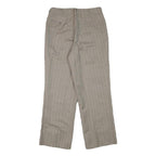 Womens Beige Pinstripe Regular Fit Straight Leg Trousers W28 L25 Cotton Blend