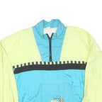 Mens Yellow & Blue Patchwork Zip Jacket XL Polyester Blend Colourblock Retro