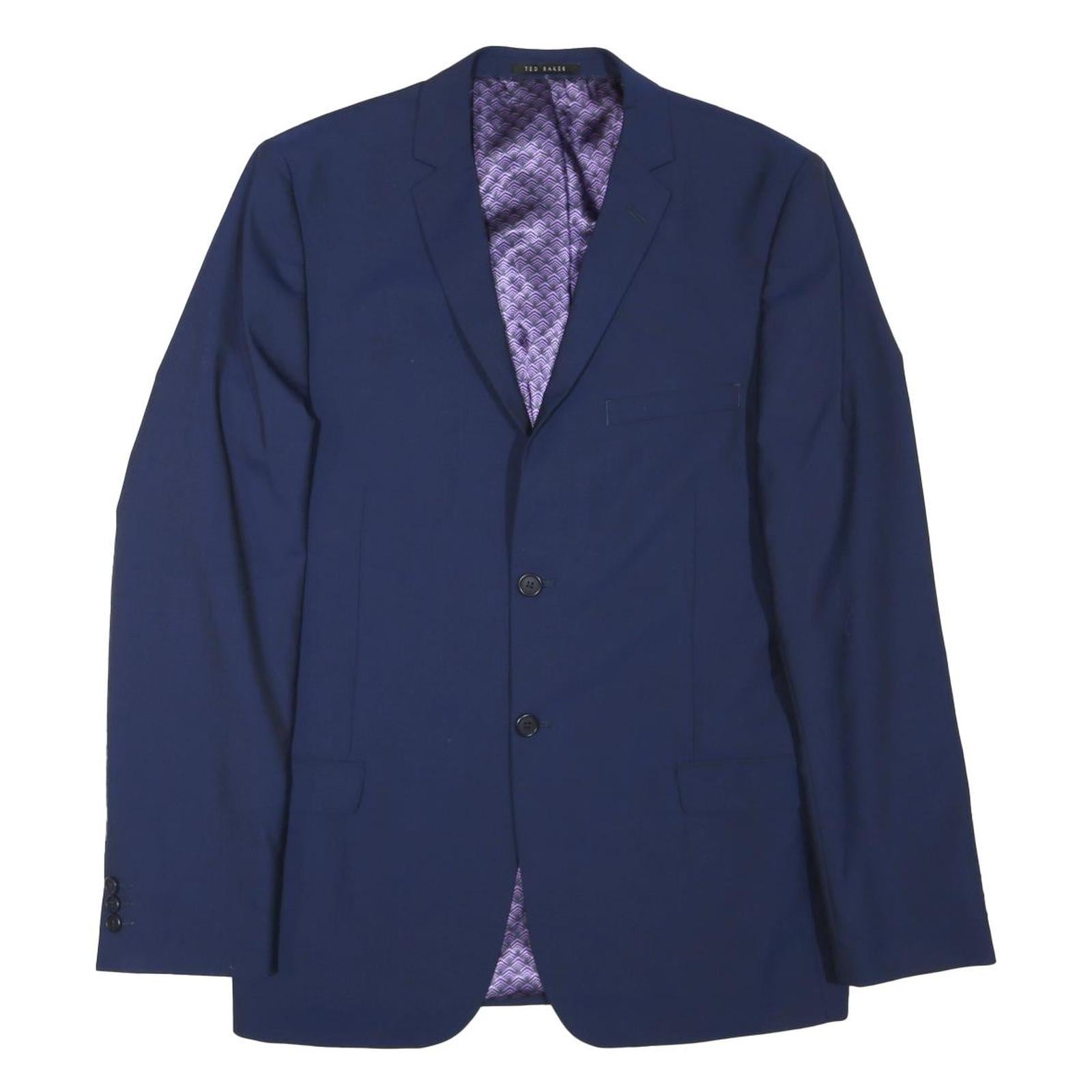 TED BAKER Mens Blue Classic Jacket M Polyester Blend Plain Stylish Casual