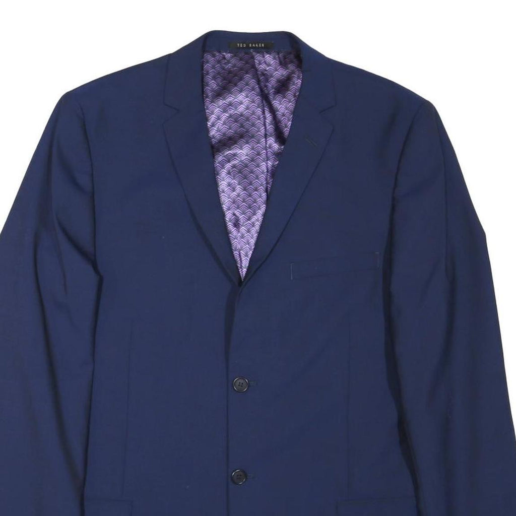 TED BAKER Mens Blue Classic Jacket M Polyester Blend Plain Stylish Casual