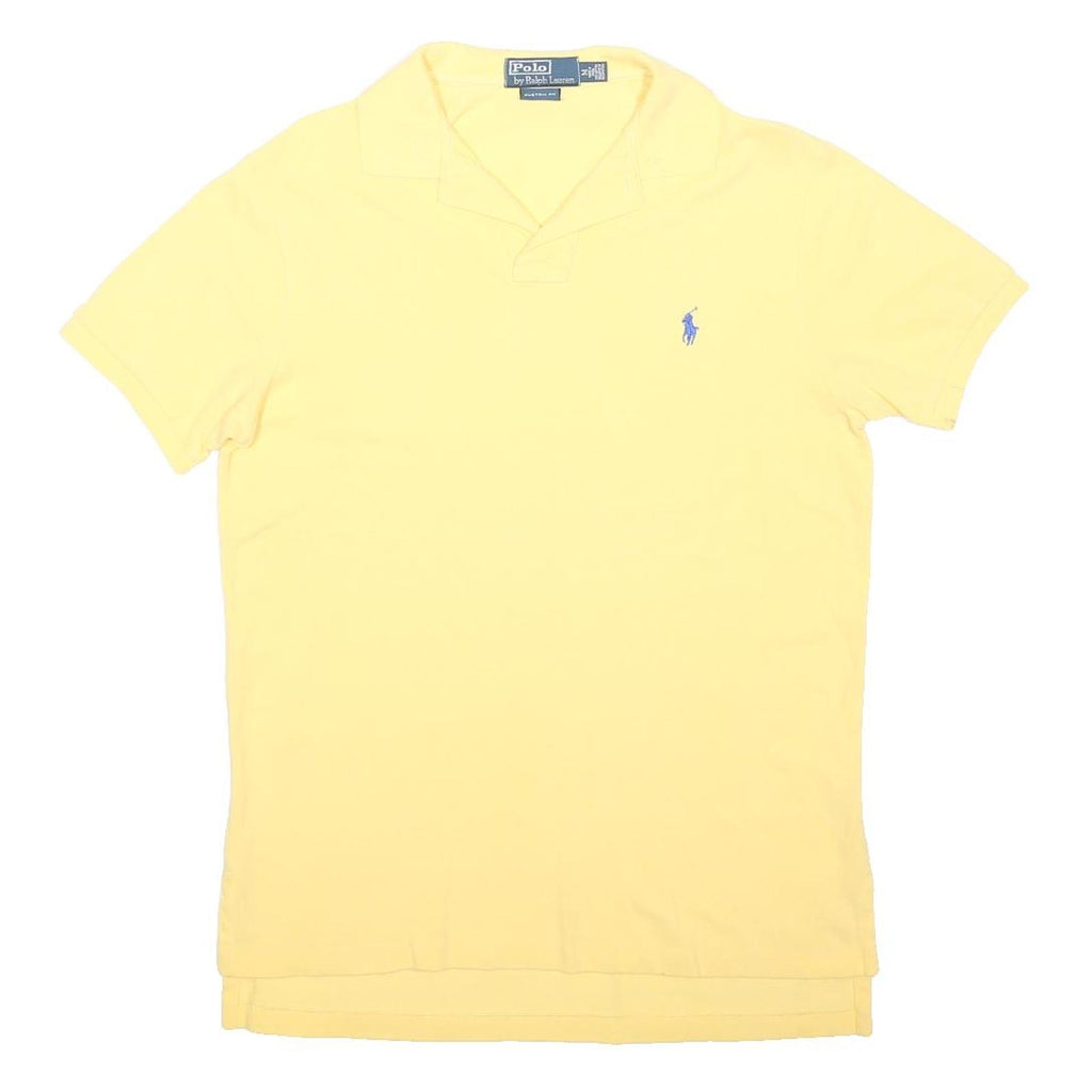 POLO RALPH LAUREN Mens Yellow Short Sleeve Plain M Cotton Blend Polo Shirt
