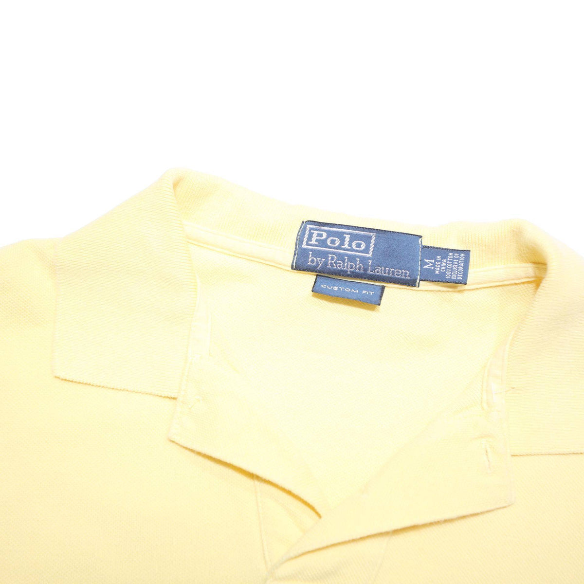 POLO RALPH LAUREN Mens Yellow Short Sleeve Plain M Cotton Blend Polo Shirt