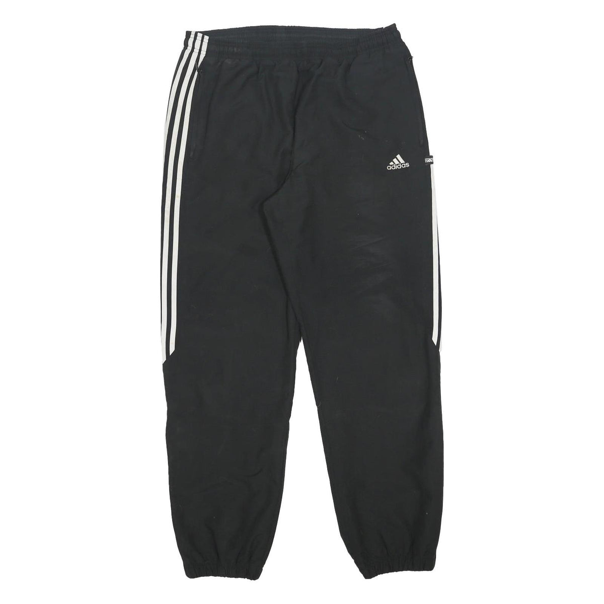 ADIDAS Mens Joggers Black & White Slim Tapered L W32 L30 Three Stripe Track