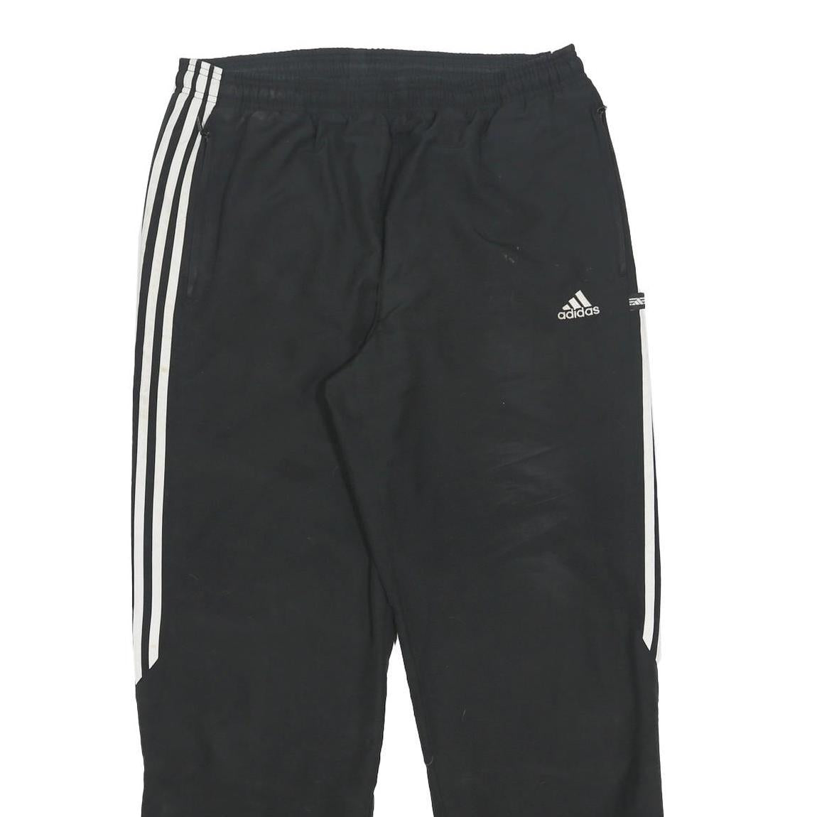 ADIDAS Mens Joggers Black & White Slim Tapered L W32 L30 Three Stripe Track