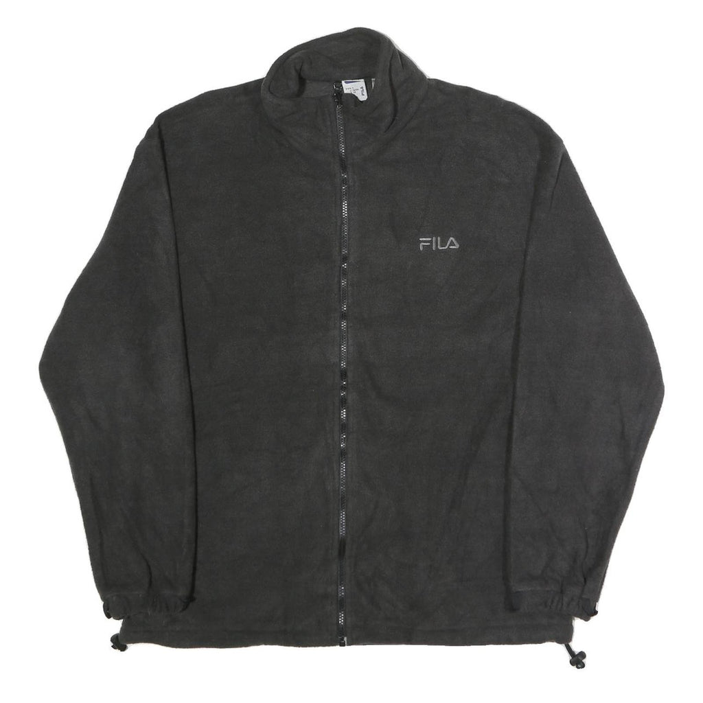 FILA Mens Black Polyester Fleece Jacket L Zip Up Casual Sportswear