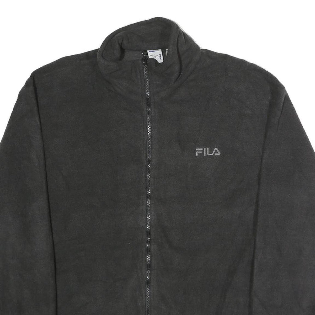 FILA Mens Black Polyester Fleece Jacket L Zip Up Casual Sportswear