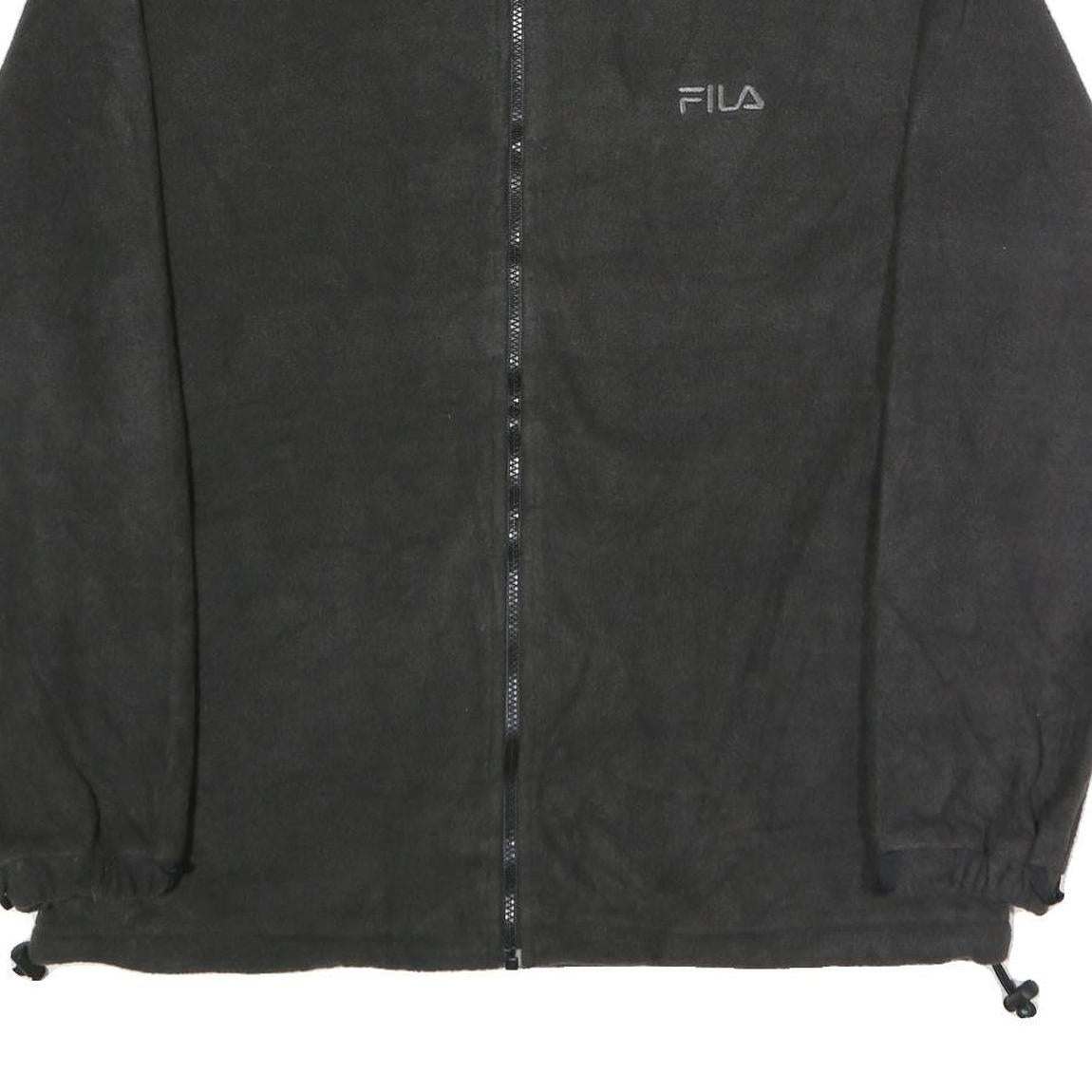 FILA Mens Black Polyester Fleece Jacket L Zip Up Casual Sportswear