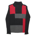 STYLE & CO Womens Black & Red Patterned Jumper Roll Neck Rib Knit M Button