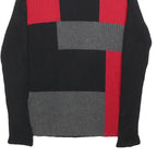 STYLE & CO Womens Black & Red Patterned Jumper Roll Neck Rib Knit M Button