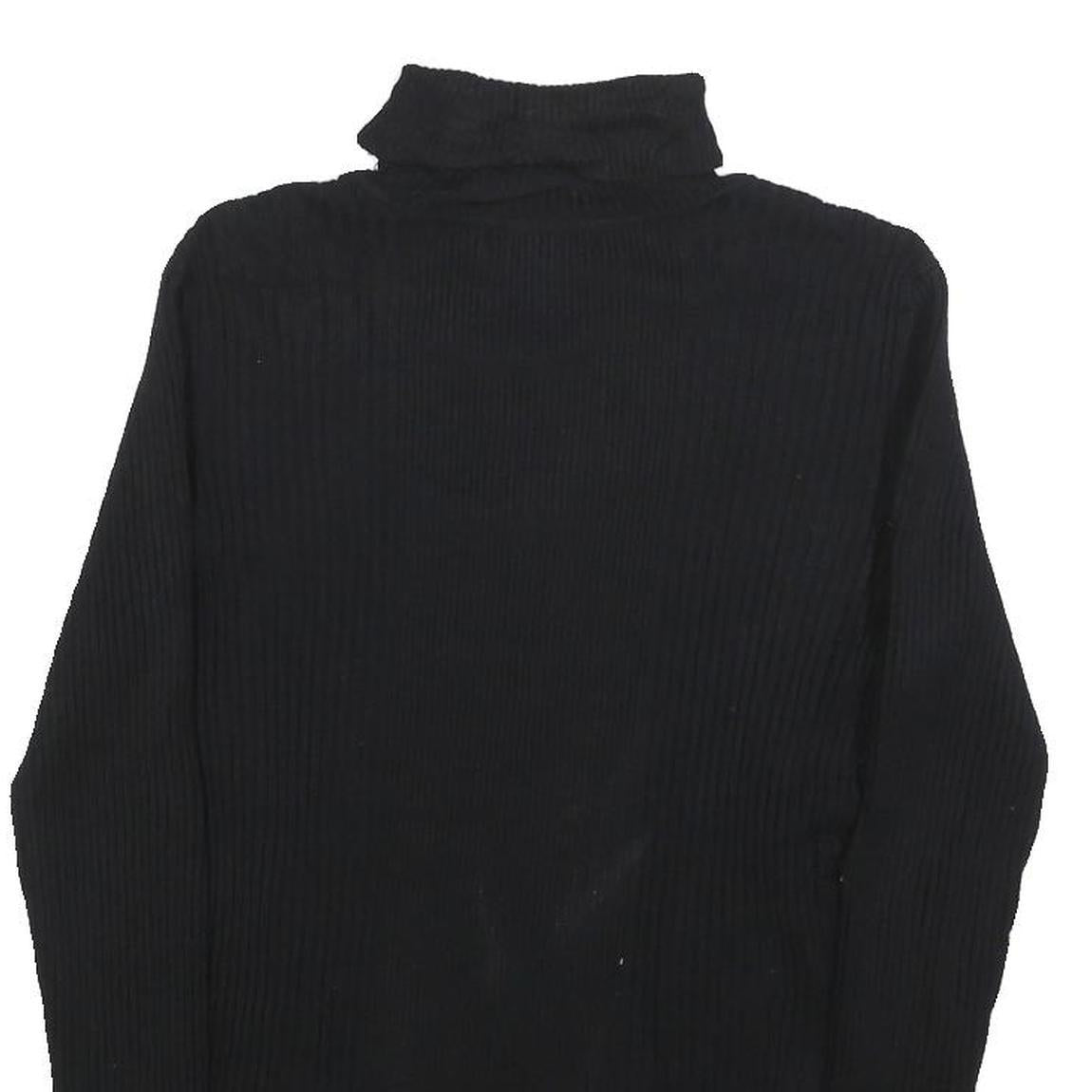 STYLE & CO Womens Black & Red Patterned Jumper Roll Neck Rib Knit M Button