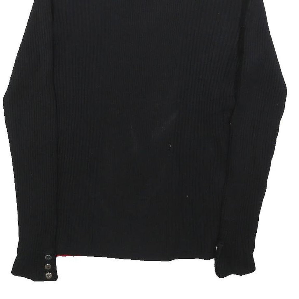 STYLE & CO Womens Black & Red Patterned Jumper Roll Neck Rib Knit M Button