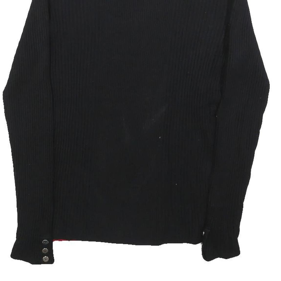 STYLE & CO Womens Black & Red Patterned Jumper Roll Neck Rib Knit M Button