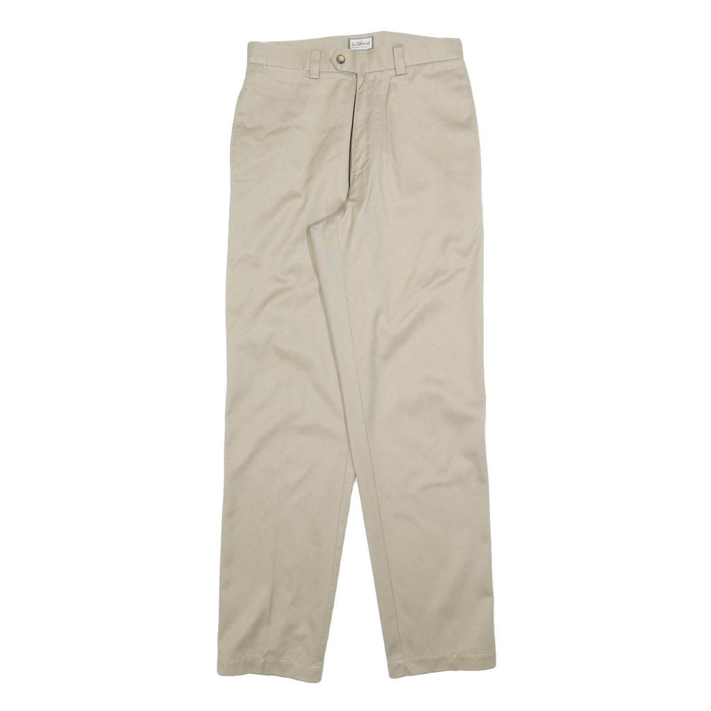 LE COLONIAL Womens Regular Beige Cotton Blend Trousers W30 L32 Casual Zip Close