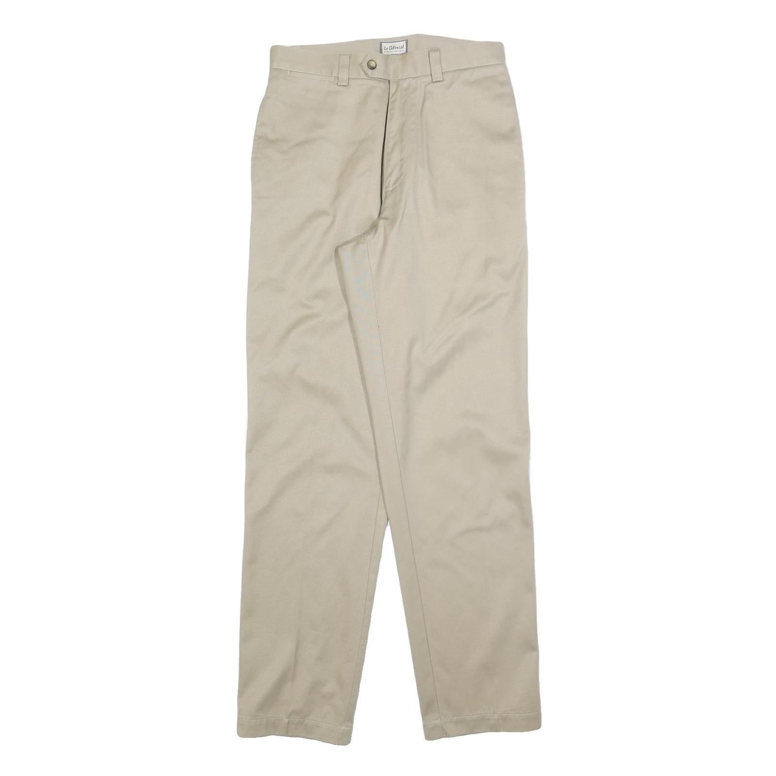 LE COLONIAL Womens Regular Beige Cotton Blend Trousers W30 L32 Casual Zip Close