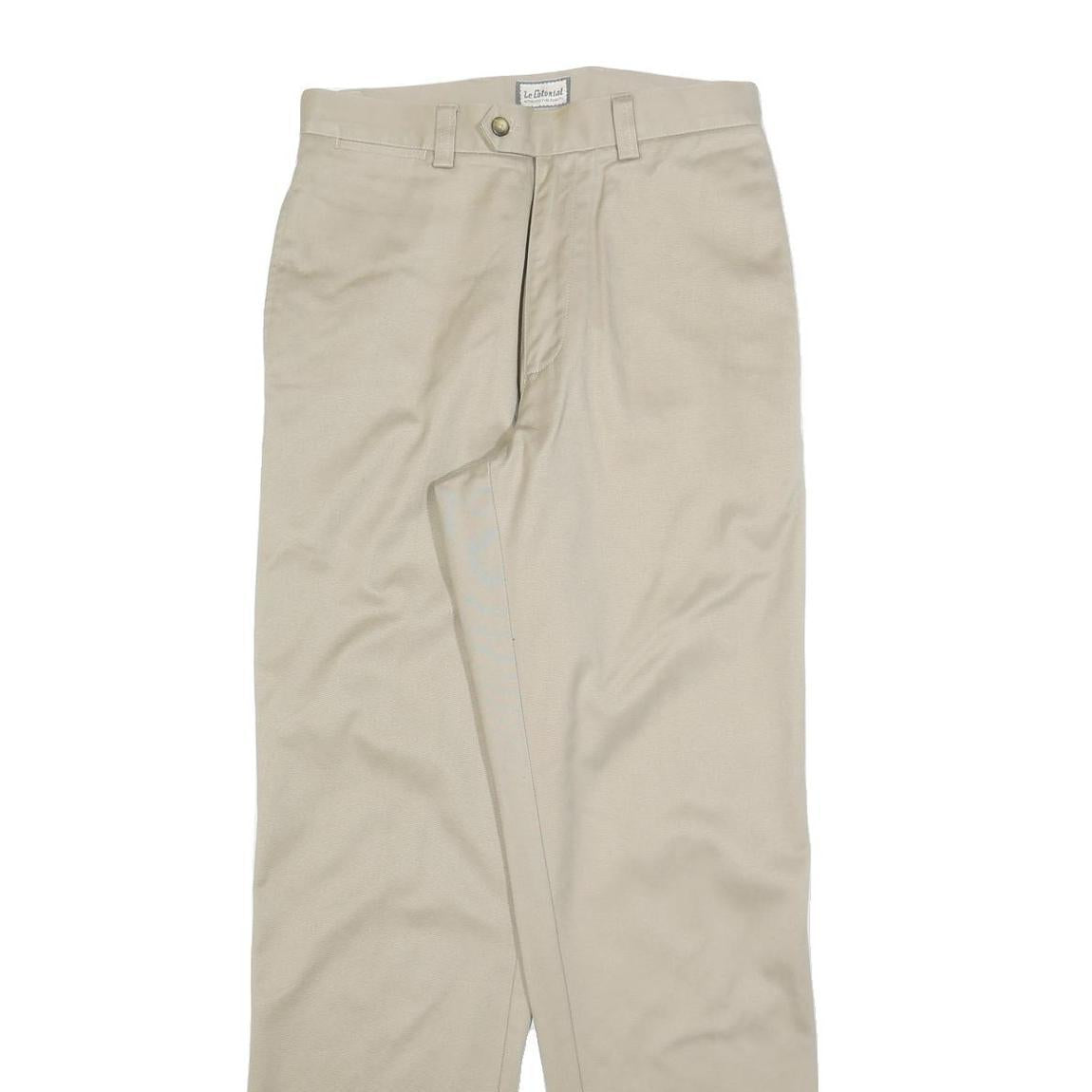 LE COLONIAL Womens Regular Beige Cotton Blend Trousers W30 L32 Casual Zip Close