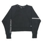 NIKE Womens Black Cropped Sweatshirt Crew Neck M Nike Pro Logo