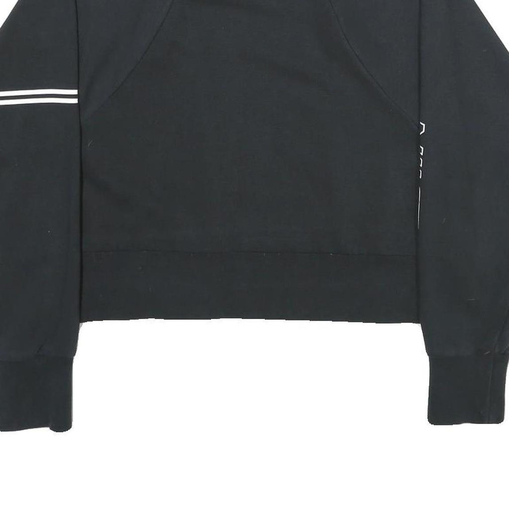 NIKE Womens Black Cropped Sweatshirt Crew Neck M Nike Pro Logo