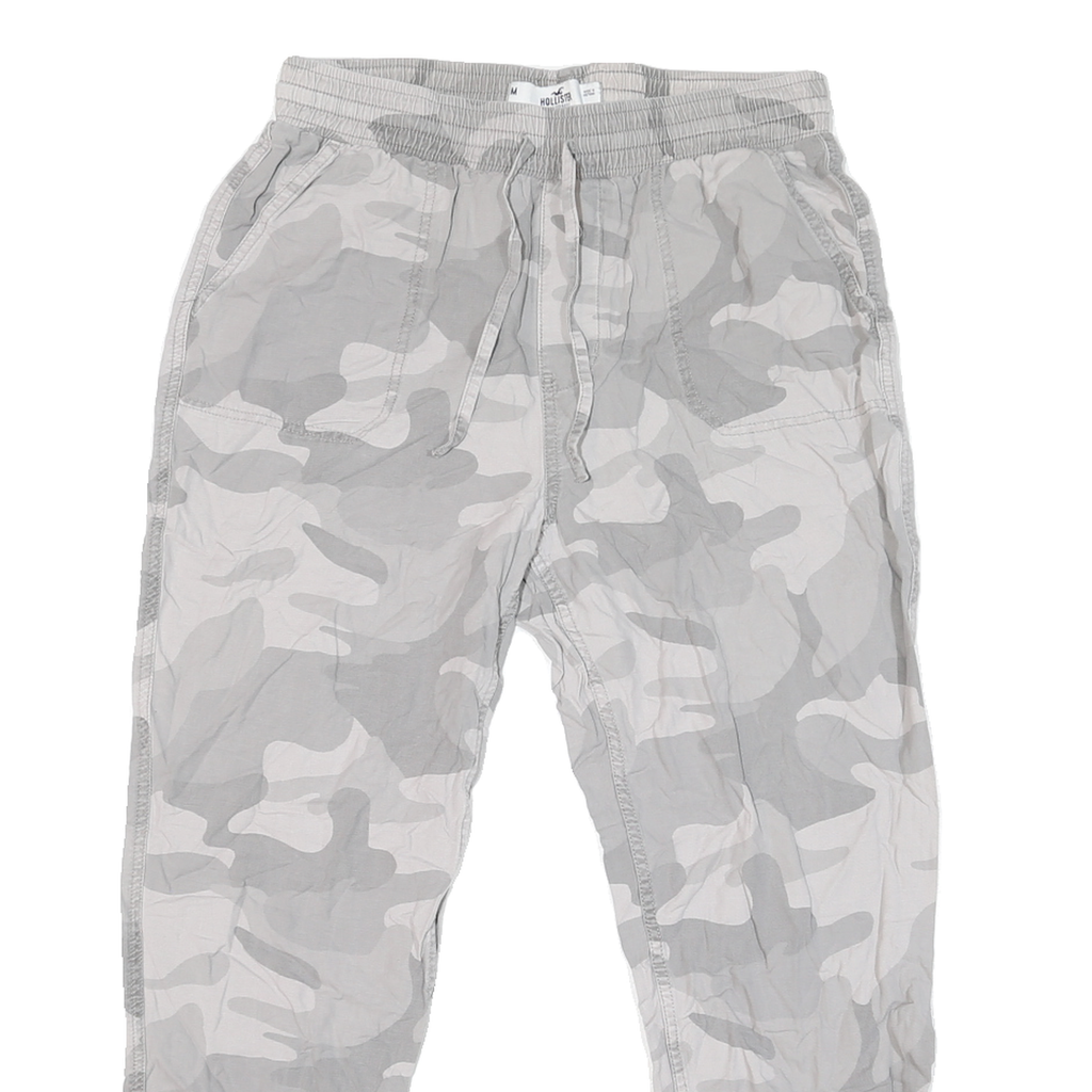 HOLLISTER Mens Relaxed Cotton Blend Grey Camouflage Drawstring Jogger Trousers