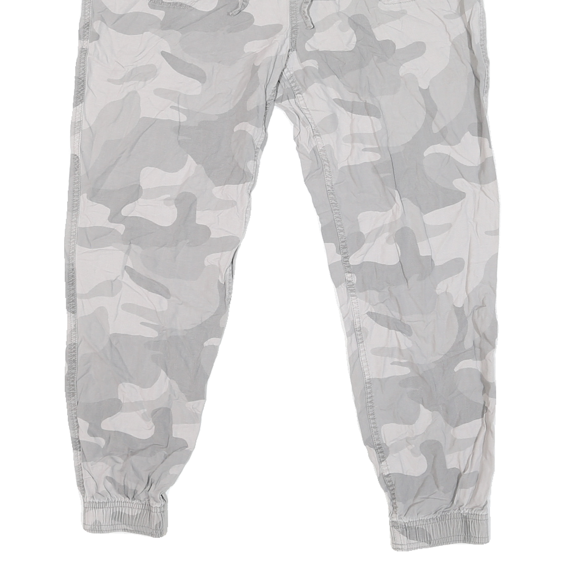 HOLLISTER Mens Relaxed Cotton Blend Grey Camouflage Drawstring Jogger Trousers