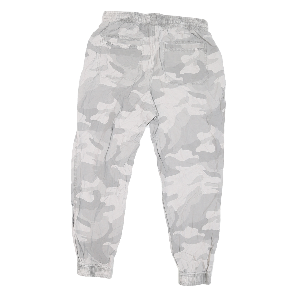 HOLLISTER Mens Relaxed Cotton Blend Grey Camouflage Drawstring Jogger Trousers