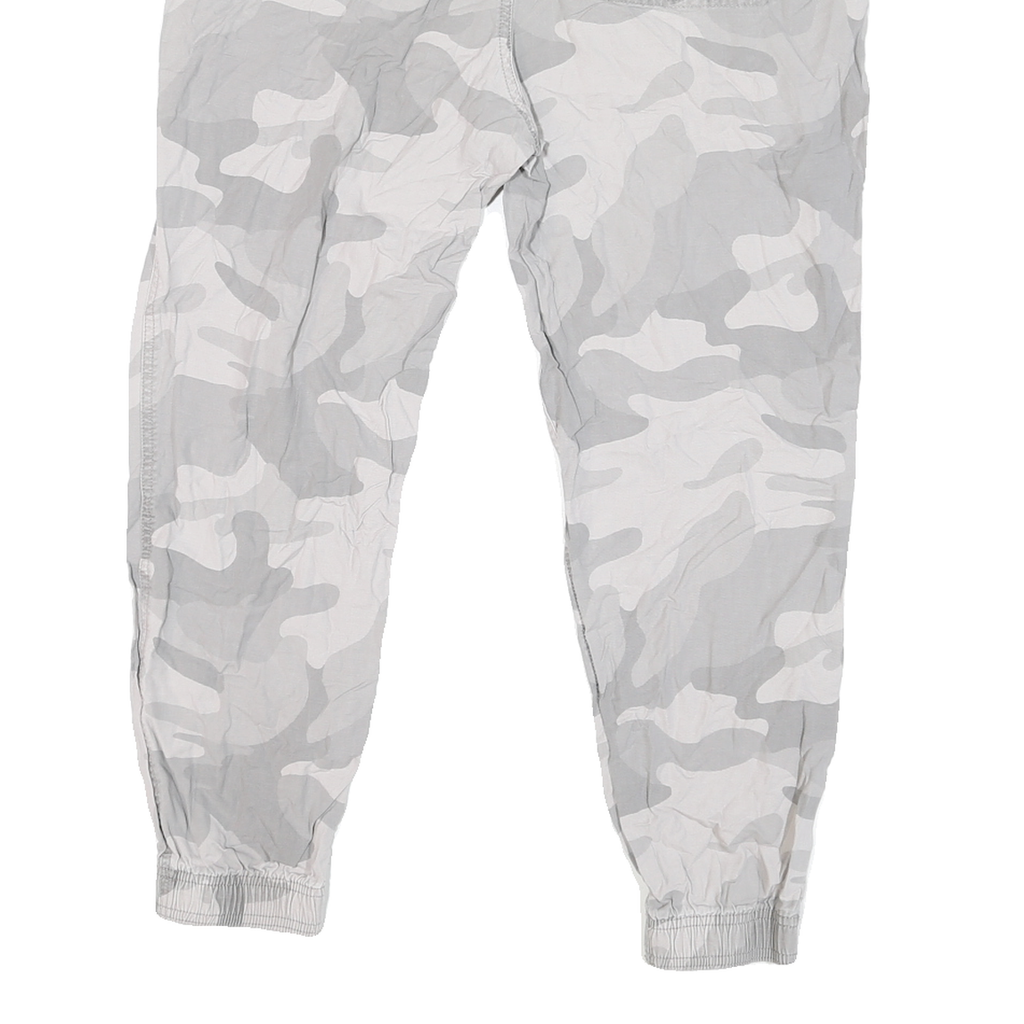 HOLLISTER Mens Relaxed Cotton Blend Grey Camouflage Drawstring Jogger Trousers