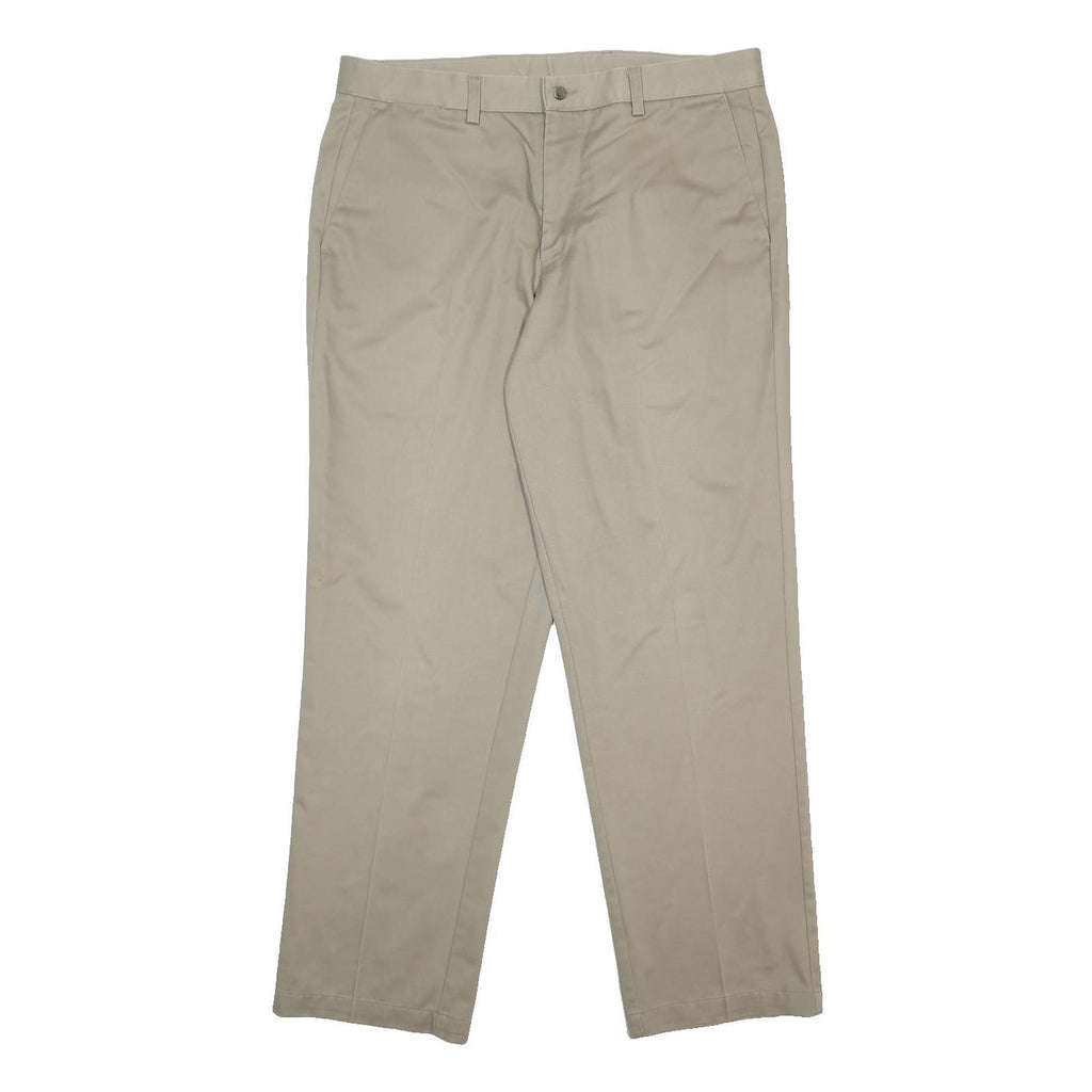 DOCKERS Mens Cotton Beige Regular Straight Trousers W36 L31 Classic Zip Closure