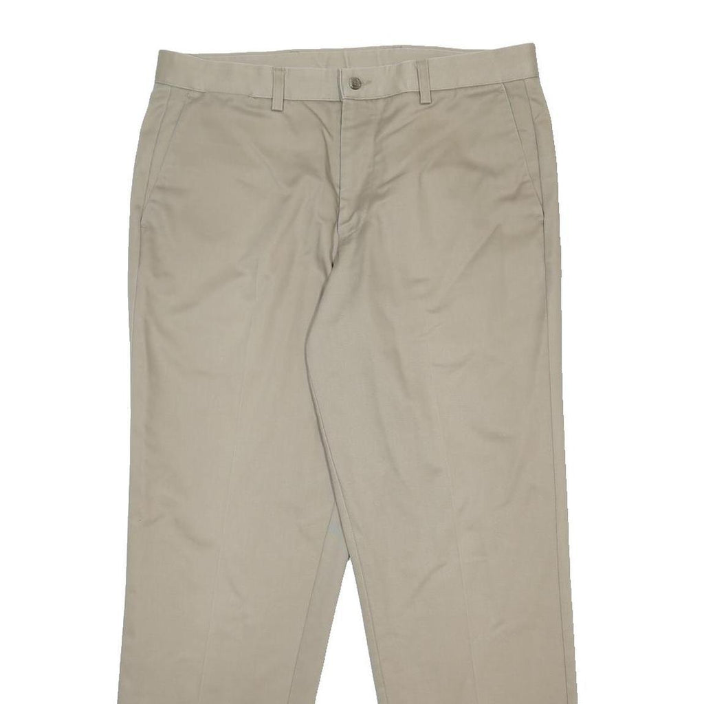 DOCKERS Mens Cotton Beige Regular Straight Trousers W36 L31 Classic Zip Closure