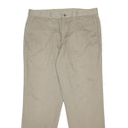 DOCKERS Mens Cotton Beige Regular Straight Trousers W36 L31 Classic Zip Closure