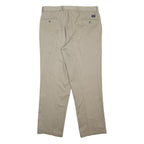 DOCKERS Mens Cotton Beige Regular Straight Trousers W36 L31 Classic Zip Closure