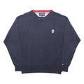 TOMMY HILFIGER Mens Navy Plain Cotton Jumper Crew Neck M Classic Comfort