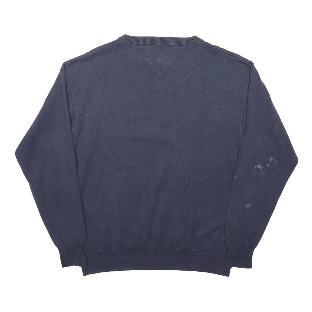TOMMY HILFIGER Mens Navy Plain Cotton Jumper Crew Neck M Classic Comfort