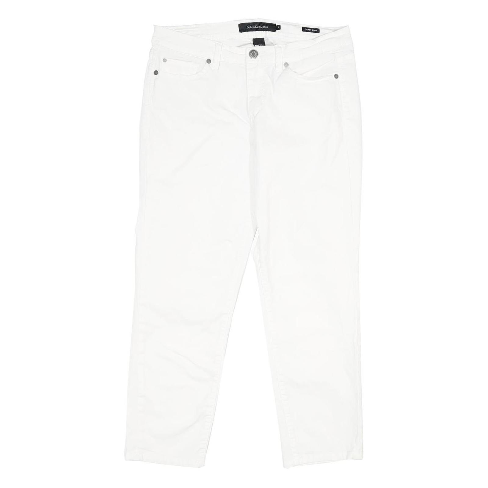 Calvin Klein Womens Slim White Denim Jeans Cotton Blend Zip W32 L26 Stylish