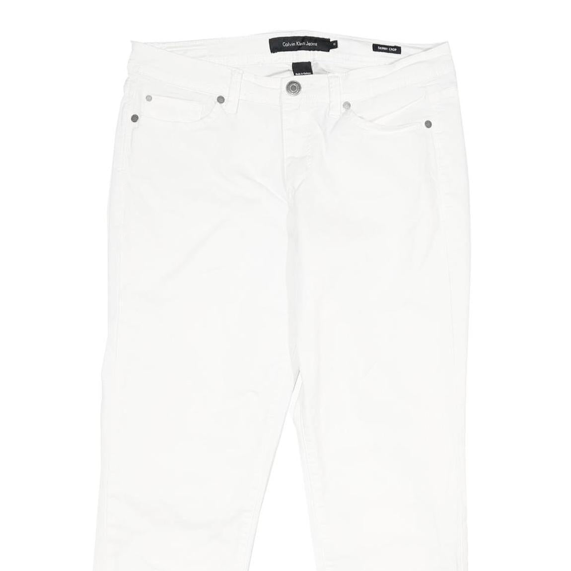 Calvin Klein Womens Slim White Denim Jeans Cotton Blend Zip W32 L26 Stylish