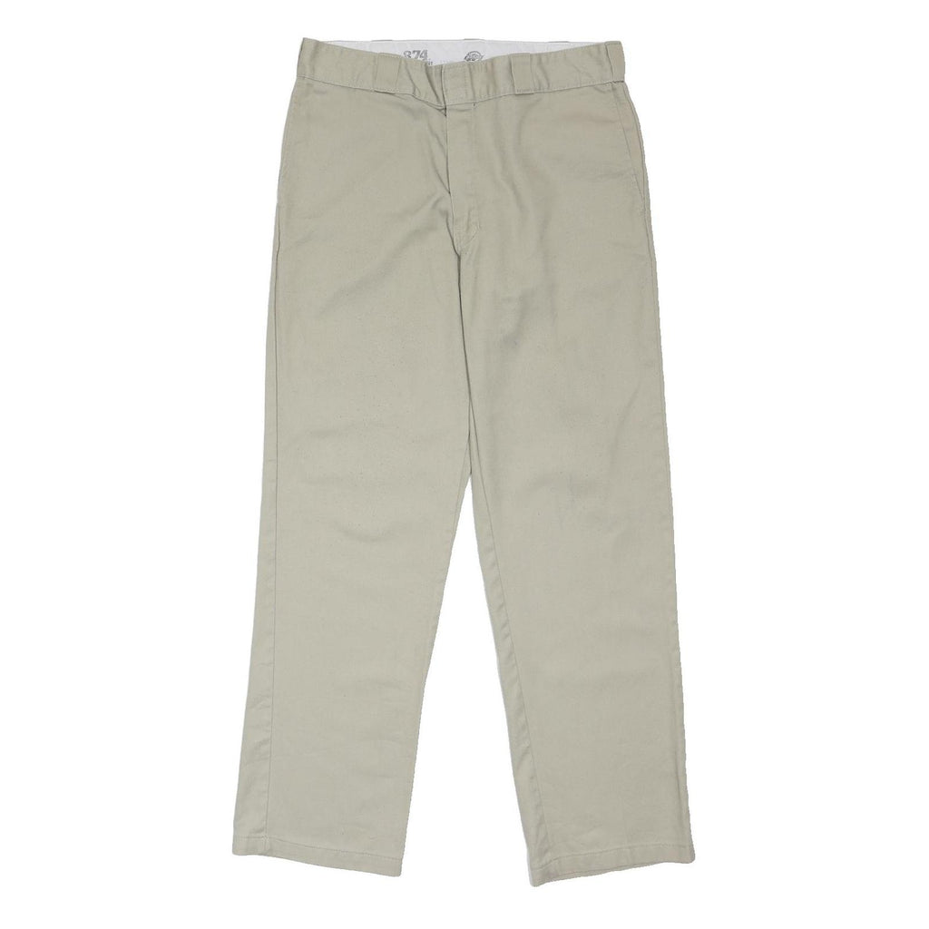 DICKIES Mens Regular Beige Workwear Zip Trousers W32 L31 Durable Classic Fit