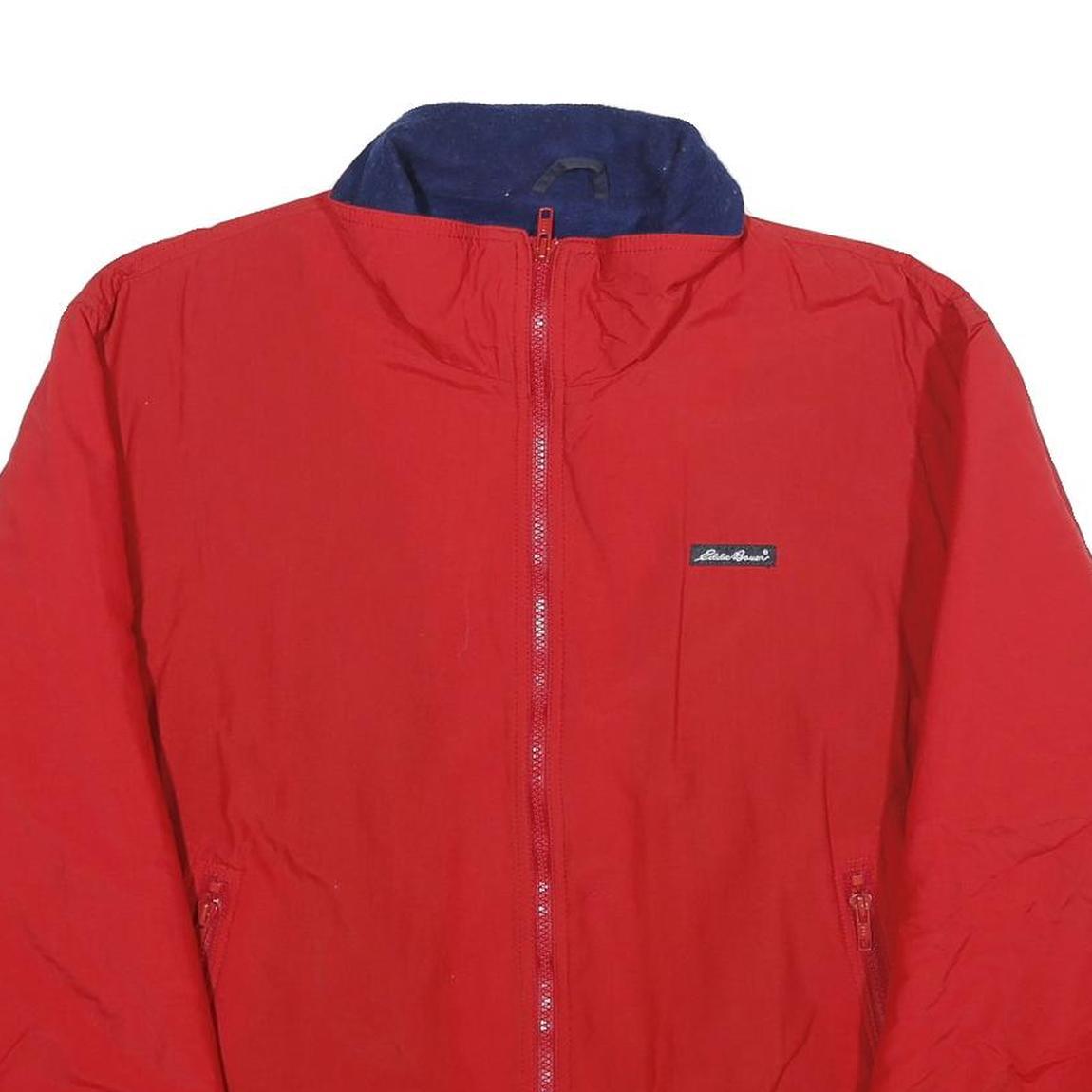 EDDIE BAUER Mens Red Nylon Zip Jacket M Plain Casual Lightweight Outerwear