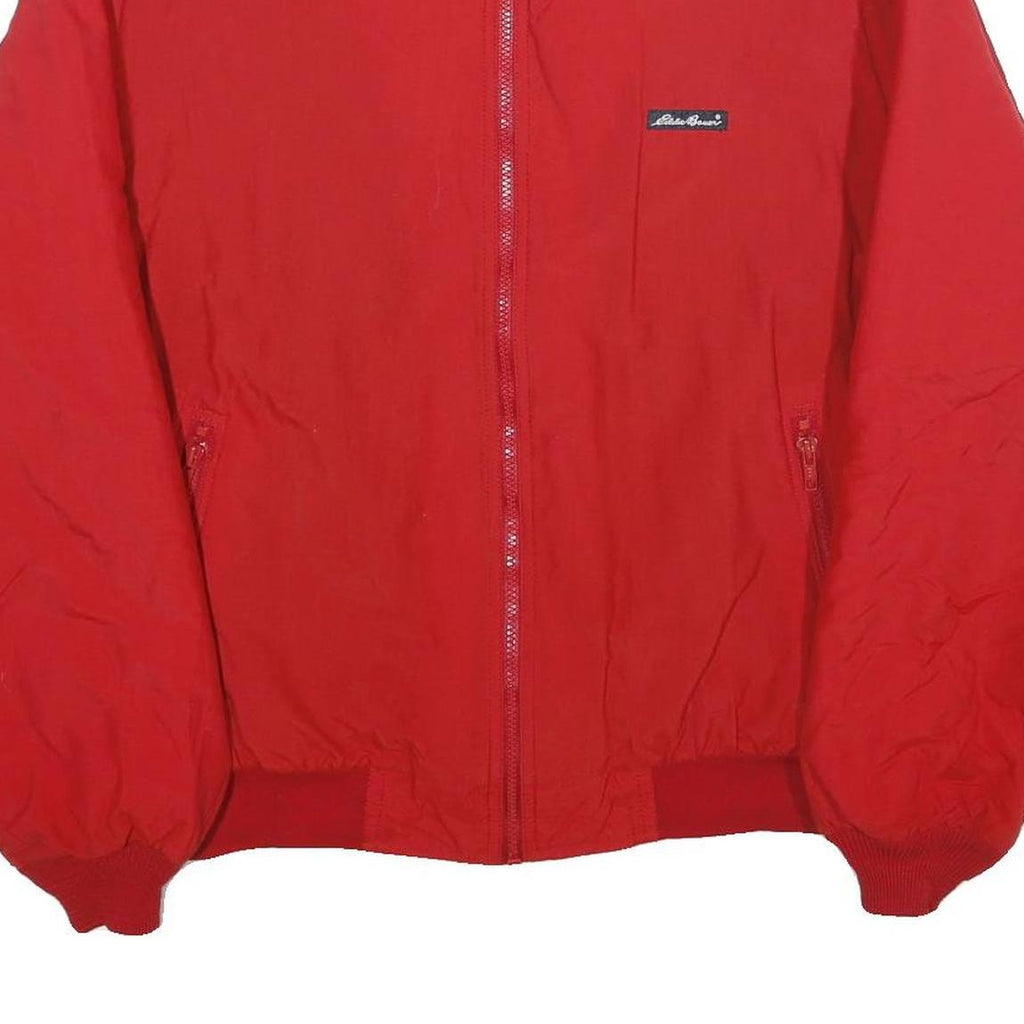 EDDIE BAUER Mens Red Nylon Zip Jacket M Plain Casual Lightweight Outerwear