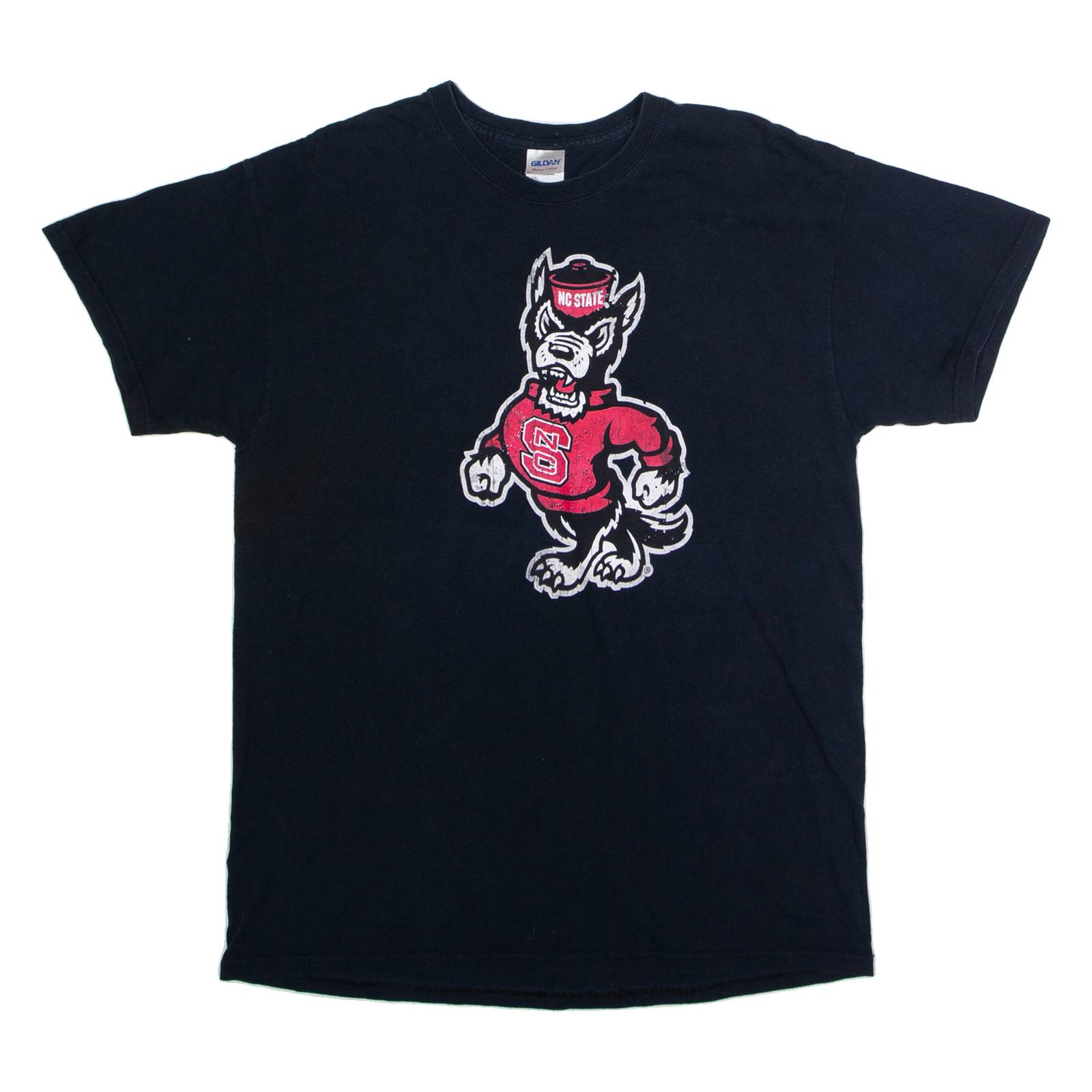 GILDAN NC State Mens T-Shirt Black USA Crew Neck L
