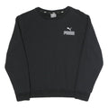 PUMA Womens Black Cotton Blend Crew Neck Sweatshirt S Logo Print Pullover