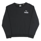 PUMA Womens Black Cotton Blend Crew Neck Sweatshirt S Logo Print Pullover