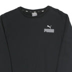 PUMA Womens Black Cotton Blend Crew Neck Sweatshirt S Logo Print Pullover
