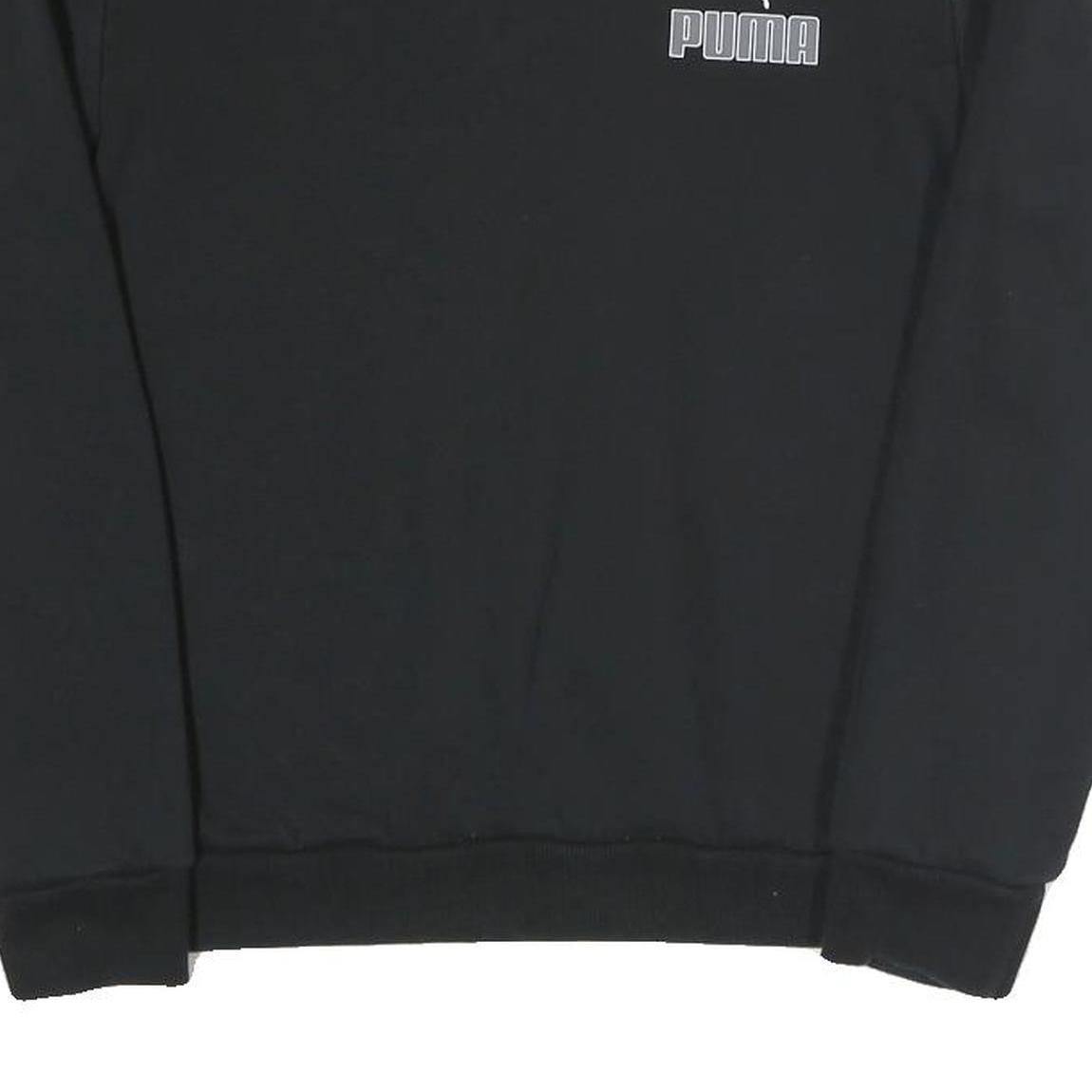 PUMA Womens Black Cotton Blend Crew Neck Sweatshirt S Logo Print Pullover