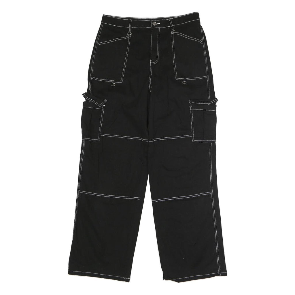 RACHEL PAIGE Womens Black Cotton Blend Regular Wide-Leg Trousers W32 L30