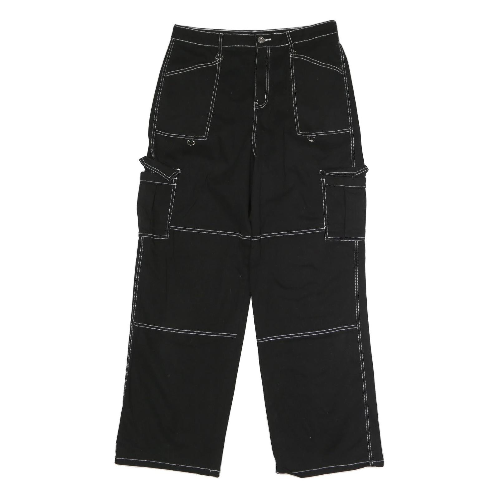 RACHEL PAIGE Womens Black Cotton Blend Regular Wide-Leg Trousers W32 L30