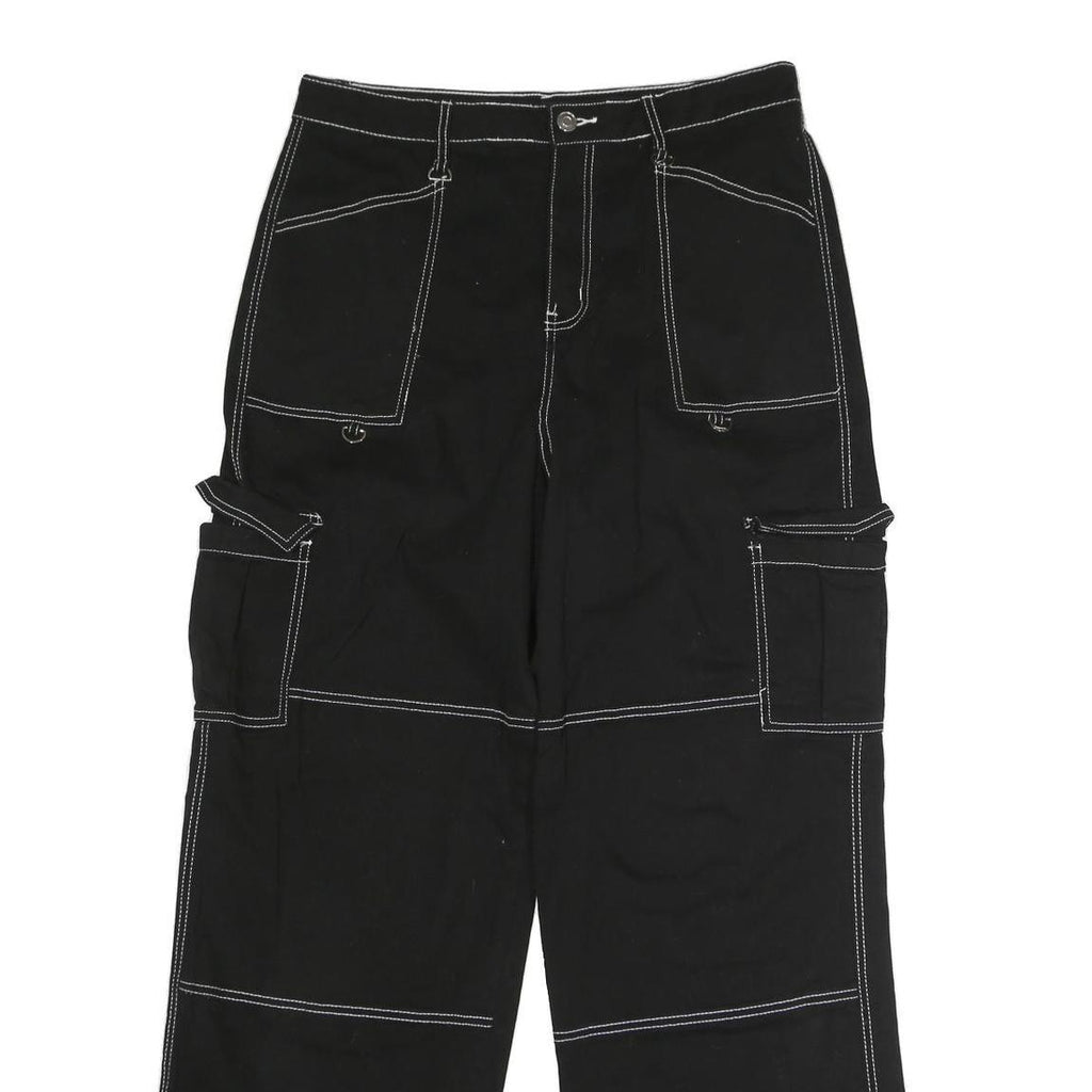 RACHEL PAIGE Womens Black Cotton Blend Regular Wide-Leg Trousers W32 L30