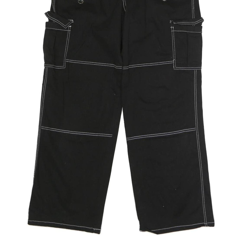 RACHEL PAIGE Womens Black Cotton Blend Regular Wide-Leg Trousers W32 L30