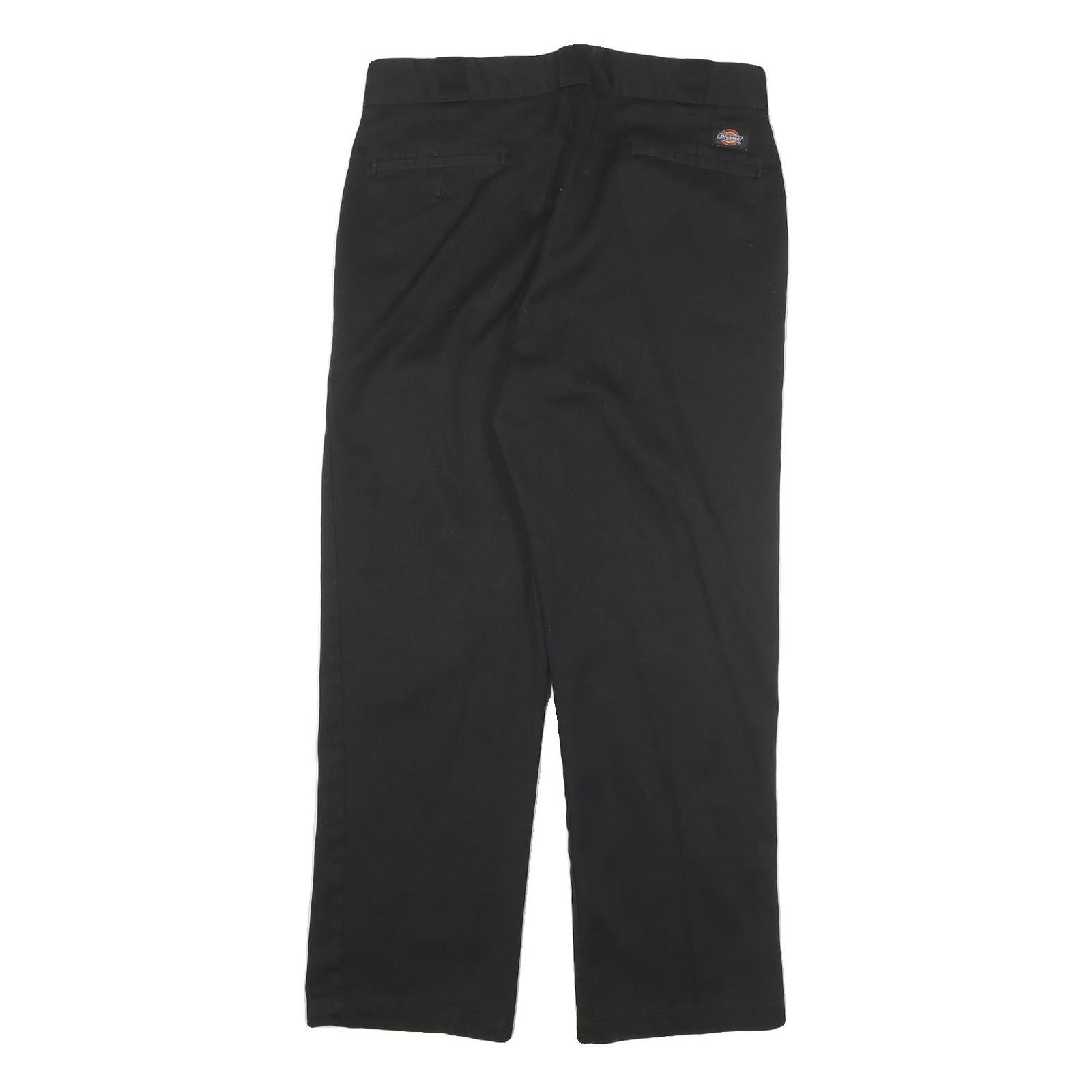 DICKIES Mens Cotton Blend Black Regular Straight Trousers W32 L28 Workwear Zip