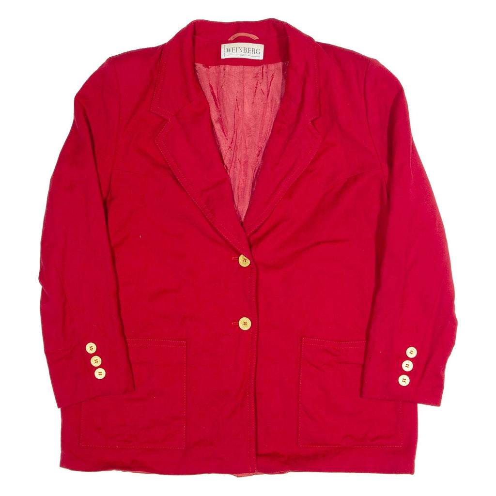 WEINBERG Womens Blazer Jacket Red Wool 90s M
